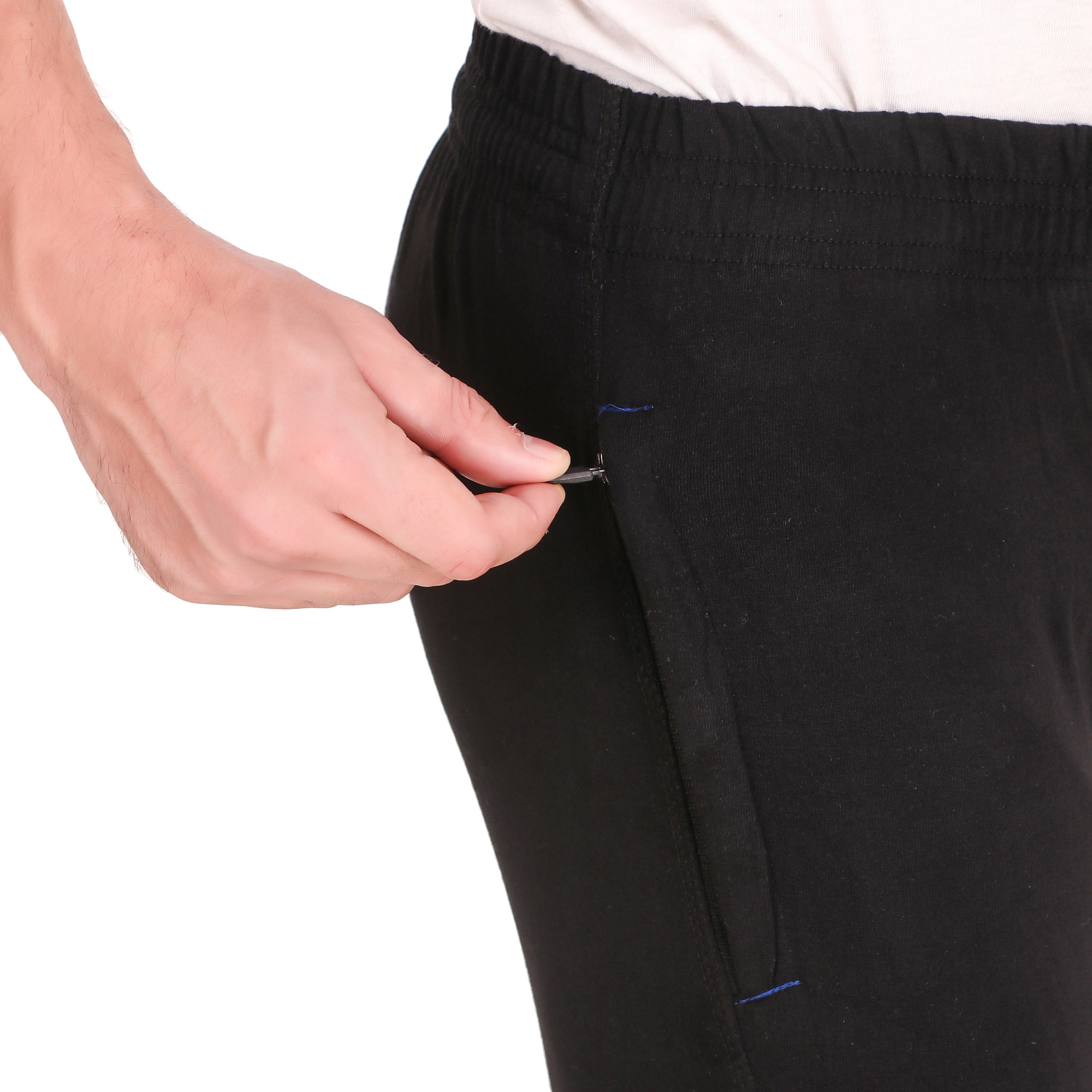 Black Cotton Blend Solid Track Pant For Men - Image 5