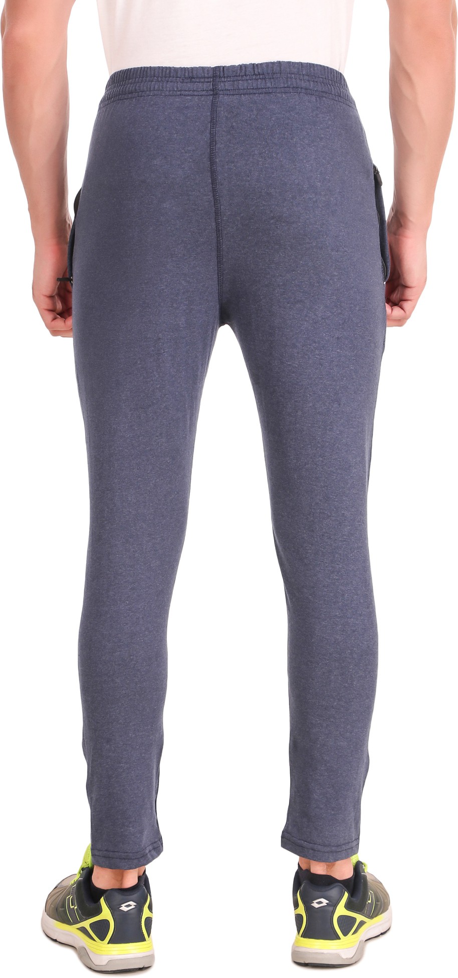 Black Cotton Blend Solid Track Pant For Men - Image 7