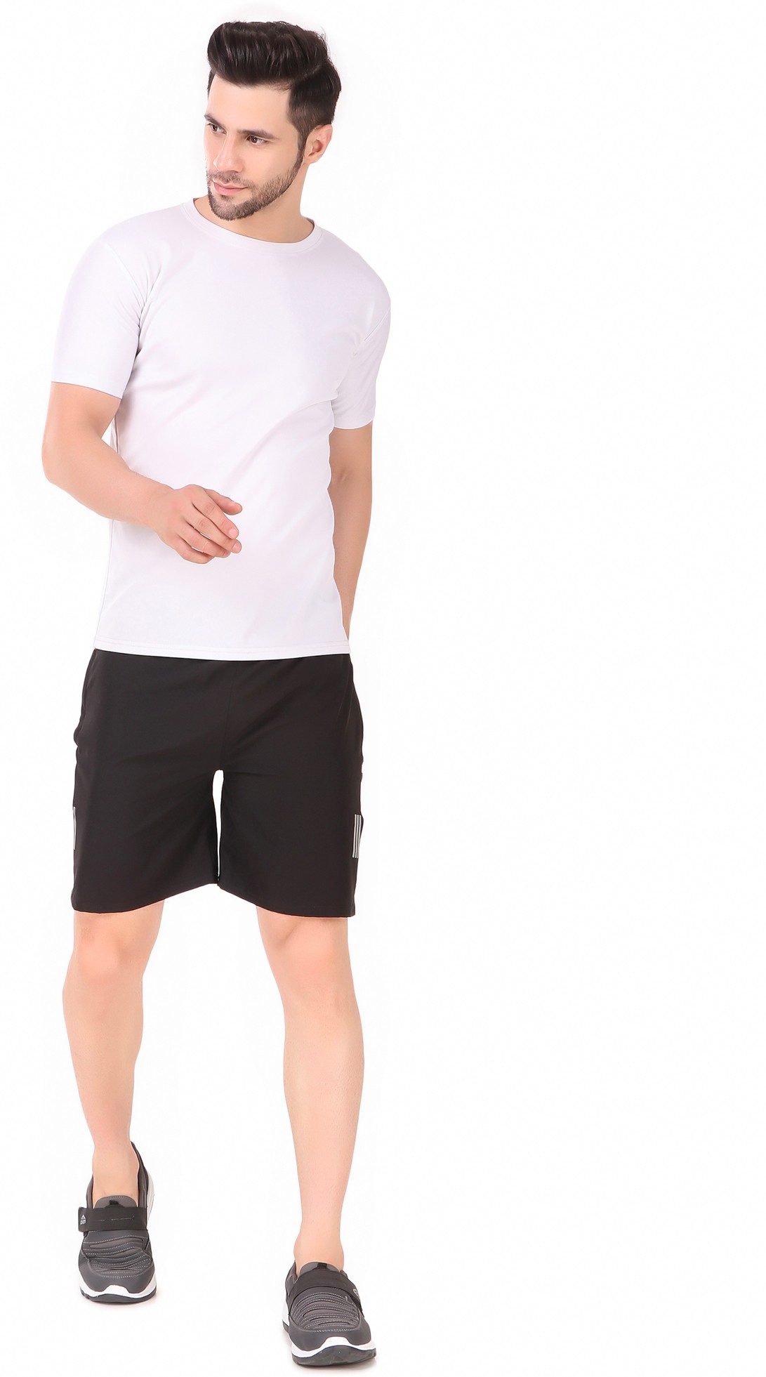 Black Lycra Blend Solid Short For Men - Image 5