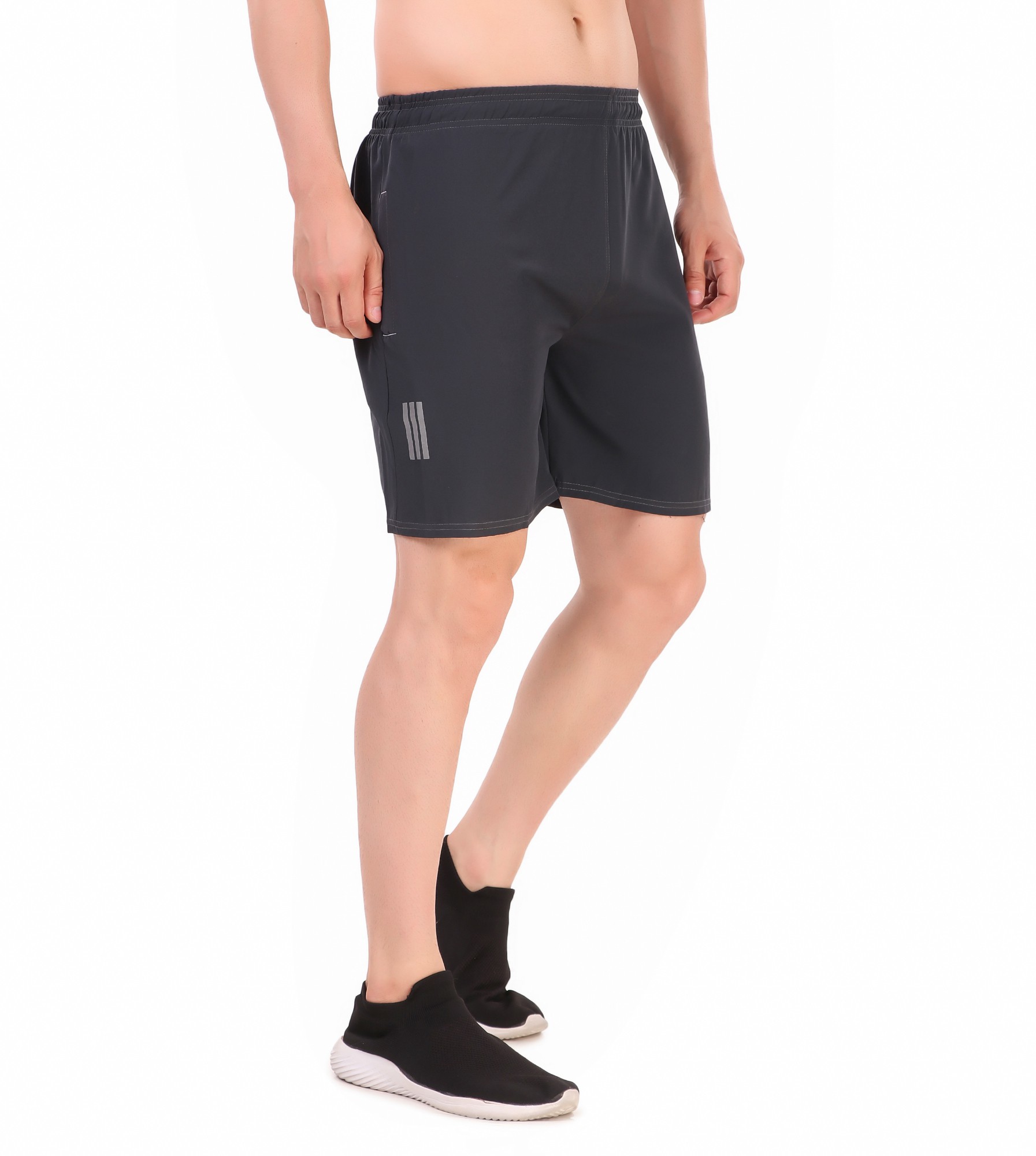 Black Lycra Blend Solid Short For Men - Image 9