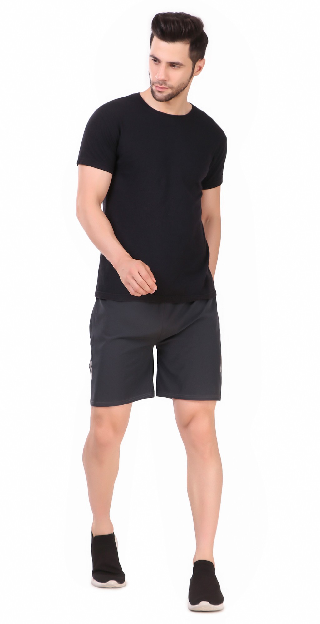 Black Lycra Blend Solid Short For Men - Image 11