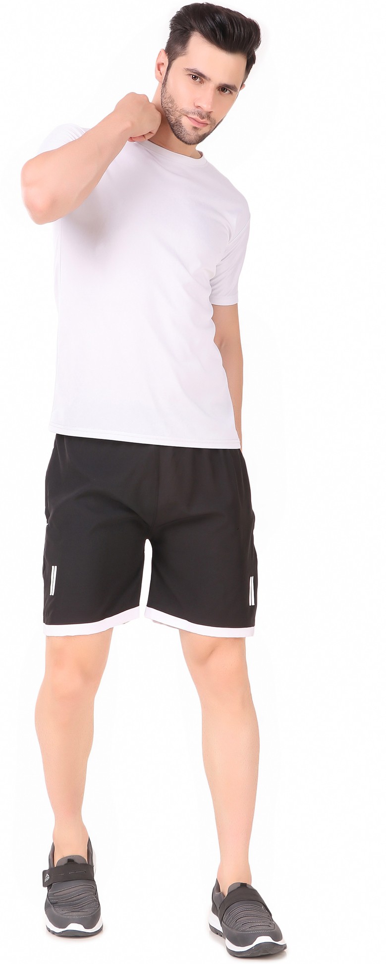 Black Lycra Blend Solid Short For Men - Image 5