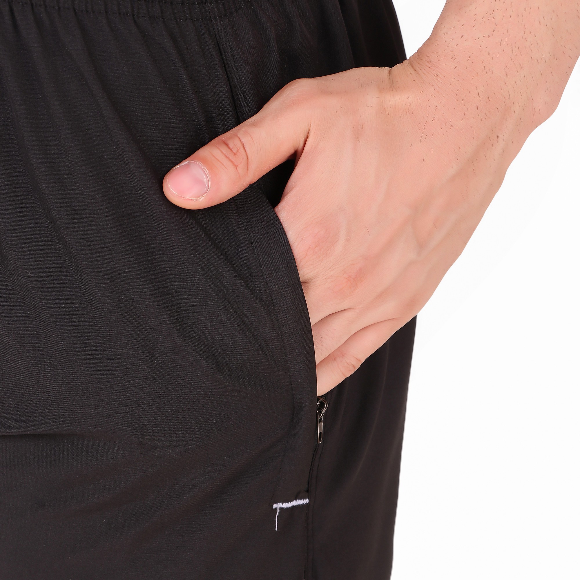 Black Lycra Blend Solid Short For Men - Image 6