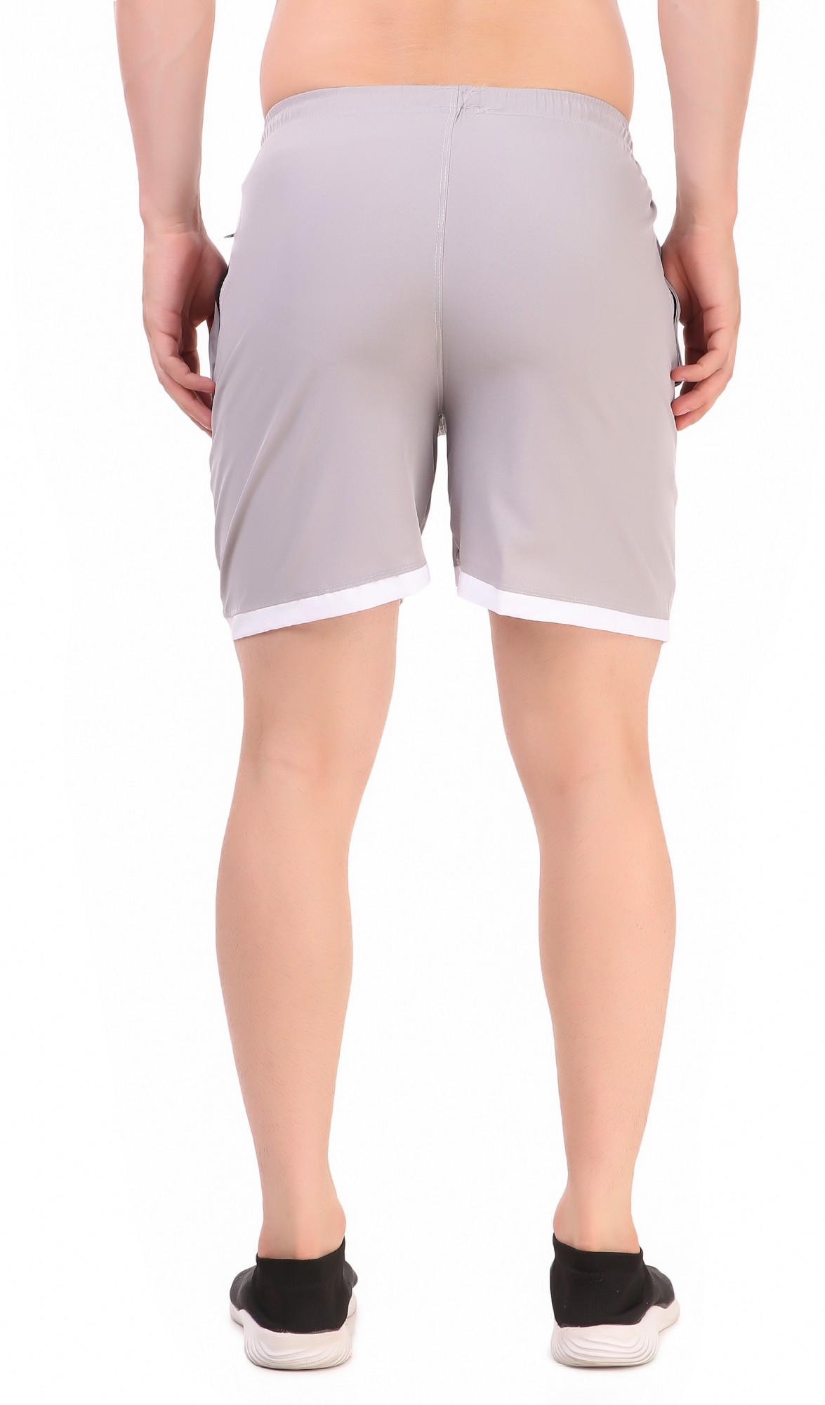 Black Lycra Blend Solid Short For Men - Image 19