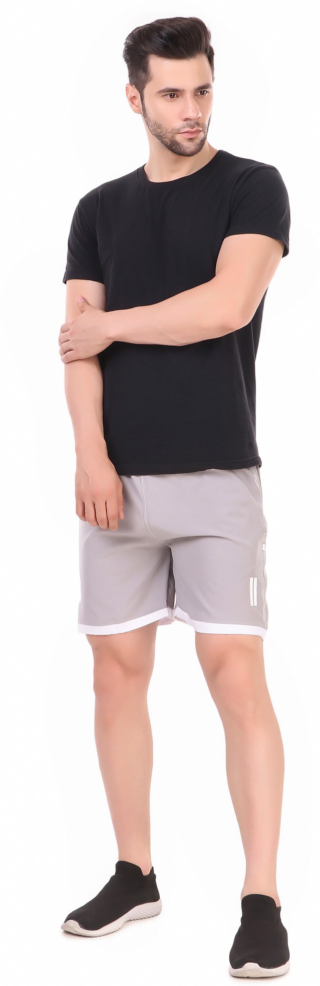 Black Lycra Blend Solid Short For Men - Image 22