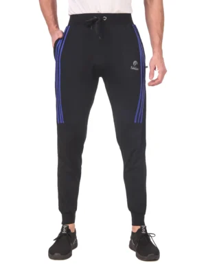 Black Pure Cotton Striped Track Pant For Men