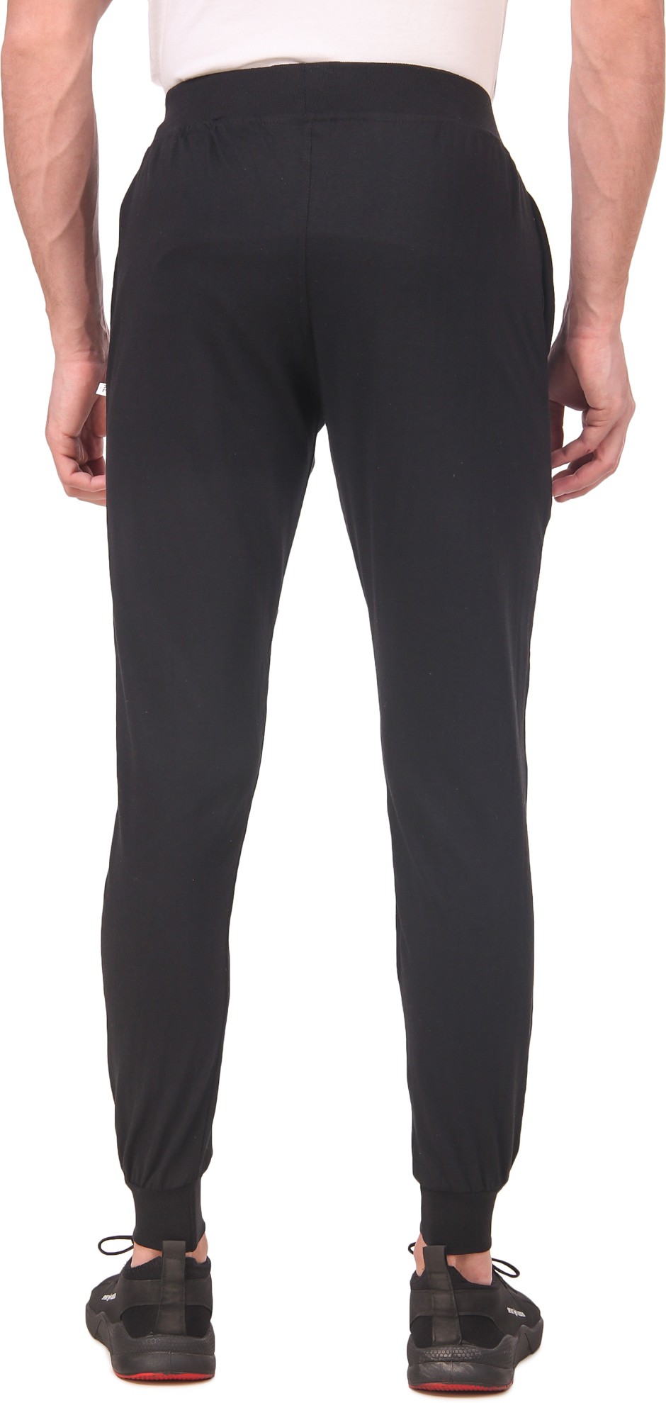 Black Pure Cotton Striped Track Pant For Men - Image 2