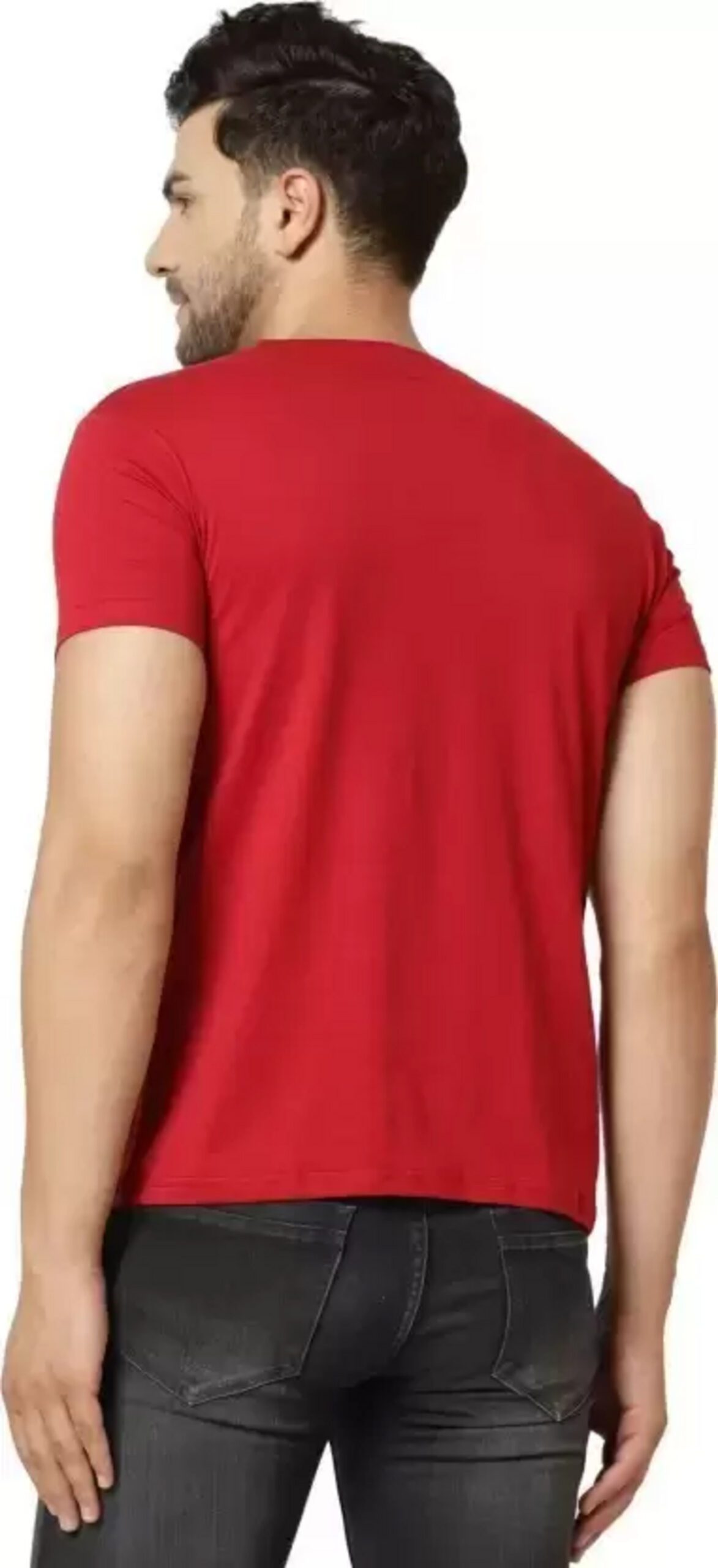 Red Cotton Blend Printed T-Shirt For Men - Image 2