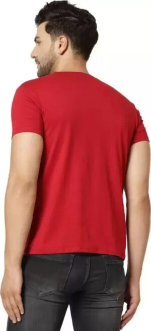 Red Cotton Blend Typography T-Shirt For Men