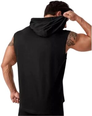 Black Polyester Solid Vest For Men