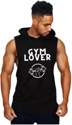 Black Polyester Printed Vest For Men