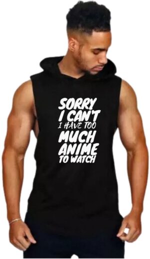 Black Polyester Printed Vest For Men