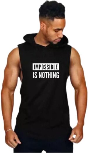 Black Polyester Printed Vest For Men