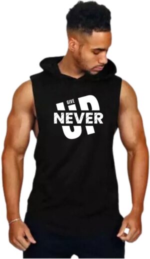 Black Polyester Printed Vest For Men