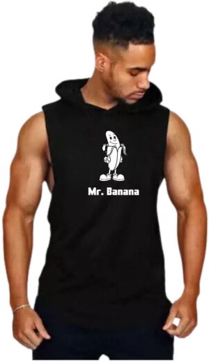 Black Polyester Printed Vest For Men