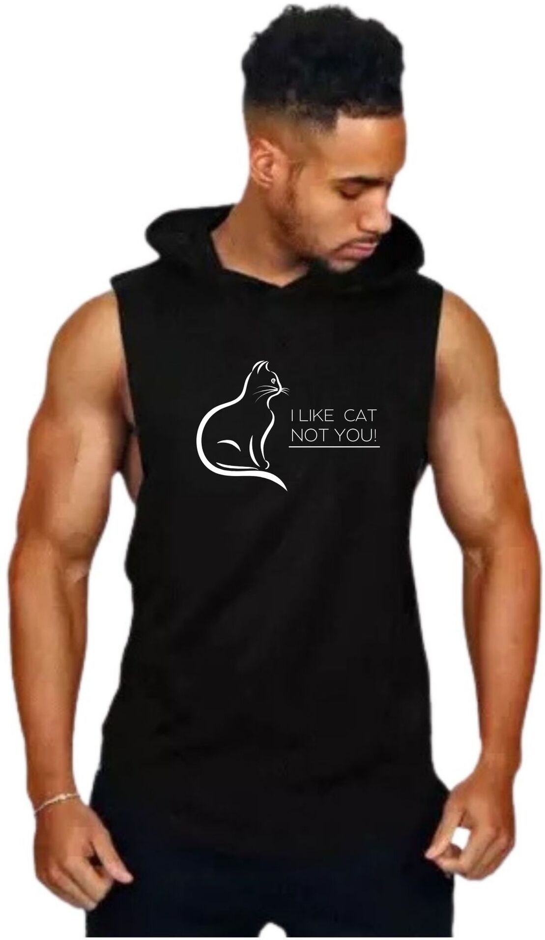 Black Polyester Blend Solid Vest For Men