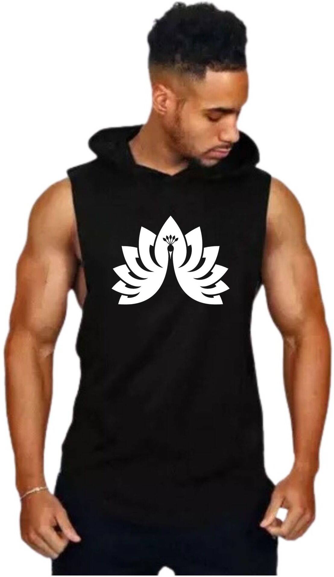 Black Polyester Blend Solid Vest For Men
