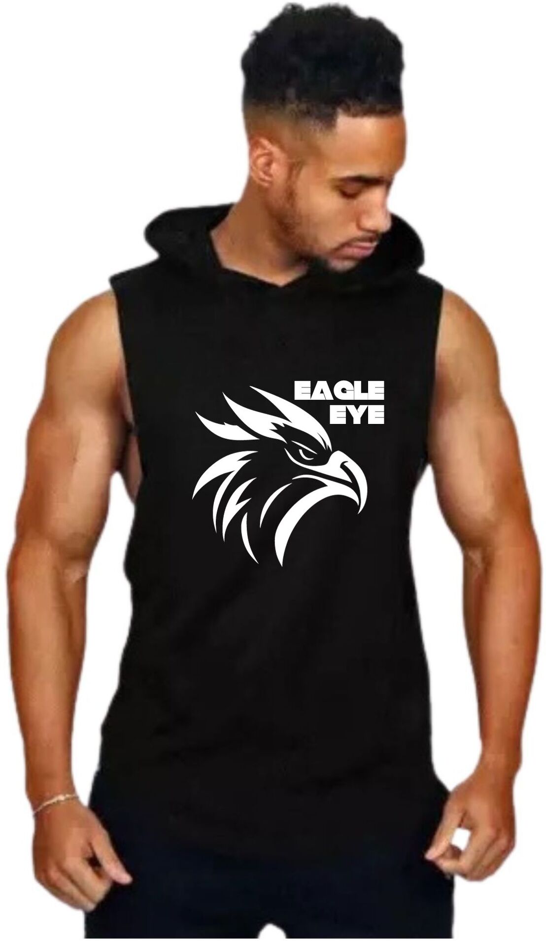 Black Polyester Blend Printed Vest For Men