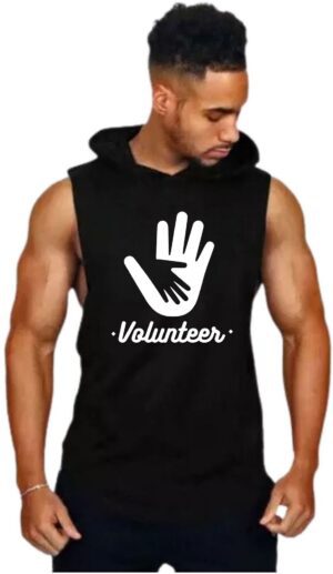 Black Polyester Blend Solid Vest For Men