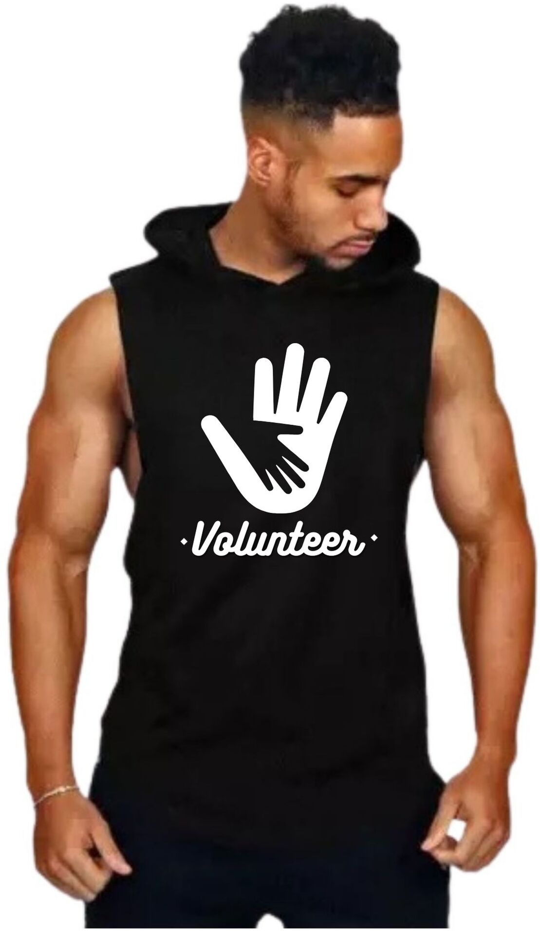 Black Polyester Blend Solid Vest For Men