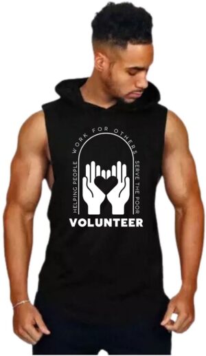 Black Polyester Blend Printed Vest For Men