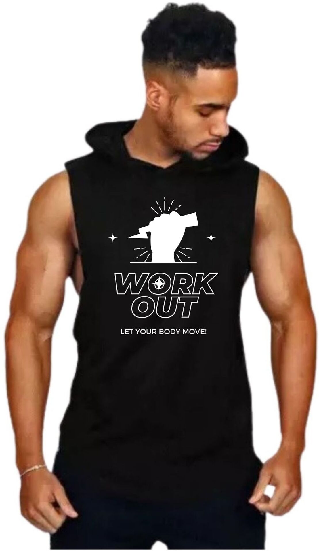 Black Polyester Blend Self Design Vest For Men