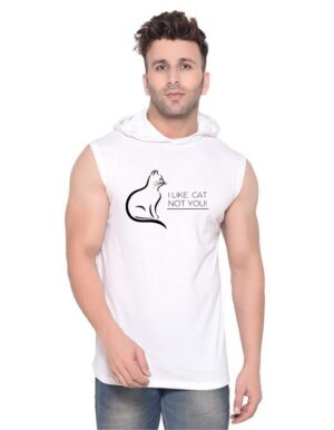 White Polyester Printed Gym Vest For Men