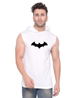 White Polyester Printed Gym Vest For Men