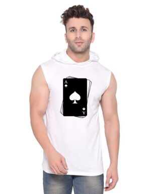 White Polyester Printed Gym Vest For Men