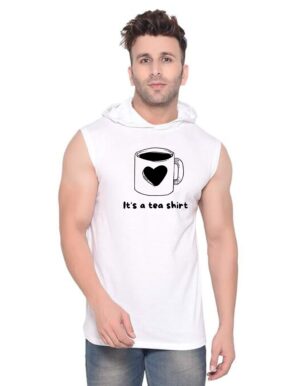 White Polyester Printed Gym Vest For Men