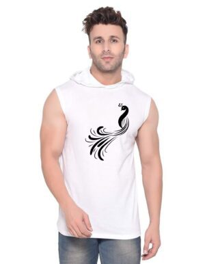 White Polyester Printed Gym Vest For Men