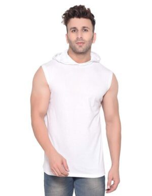White Polyester Printed Gym Vest For Men