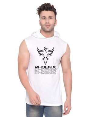 White Polyester Printed Gym Vest For Men