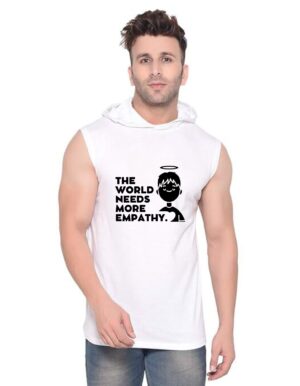 White Polyester Printed Gym Vest For Men