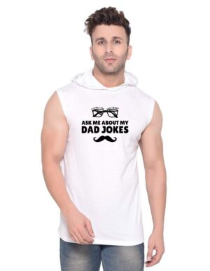 White Polyester Printed Gym Vest For Men