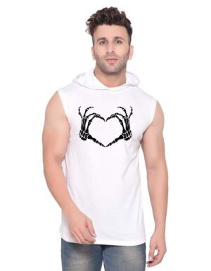 White Polyester Printed Gym Vest For Men