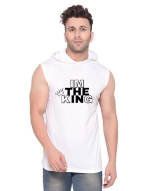 White Polyester Printed Gym Vest For Men