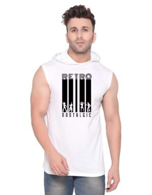 White Polyester Printed Gym Vest For Men