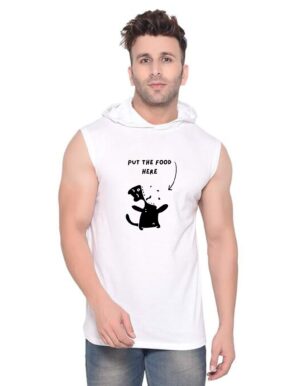 White Polyester Printed Gym Vest For Men