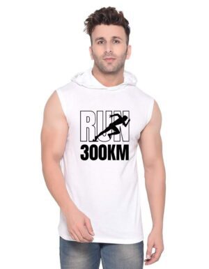 White Polyester Printed Gym Vest For Men