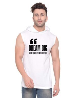 White Polyester Printed Gym Vest For Men